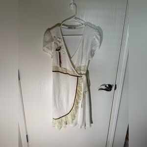 Vintage Women’s Ivory Lace Tie Dress Art to Wear Italy Embellished Y2K Sz UK 8